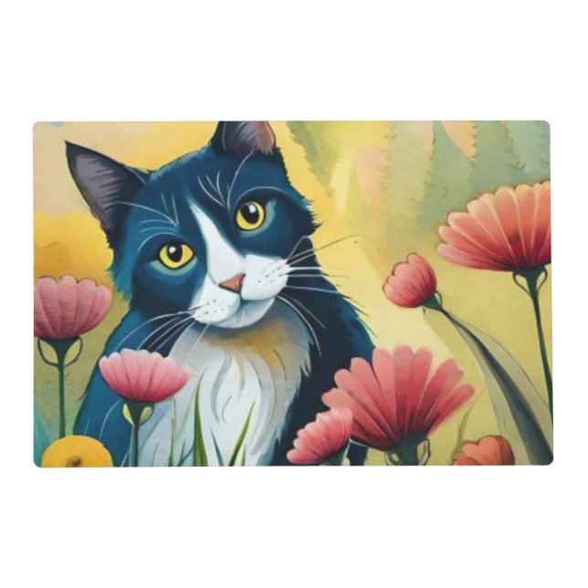 FLoral cat  Placemat (Front)