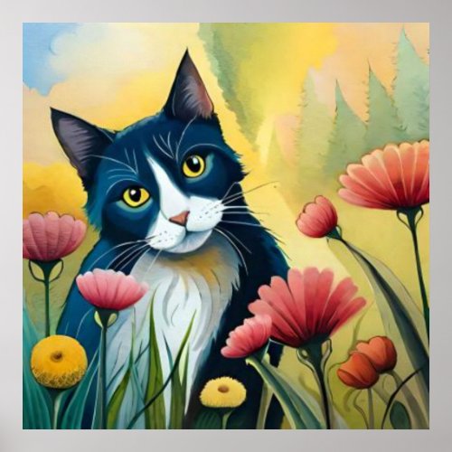 FLoral cat  Poster