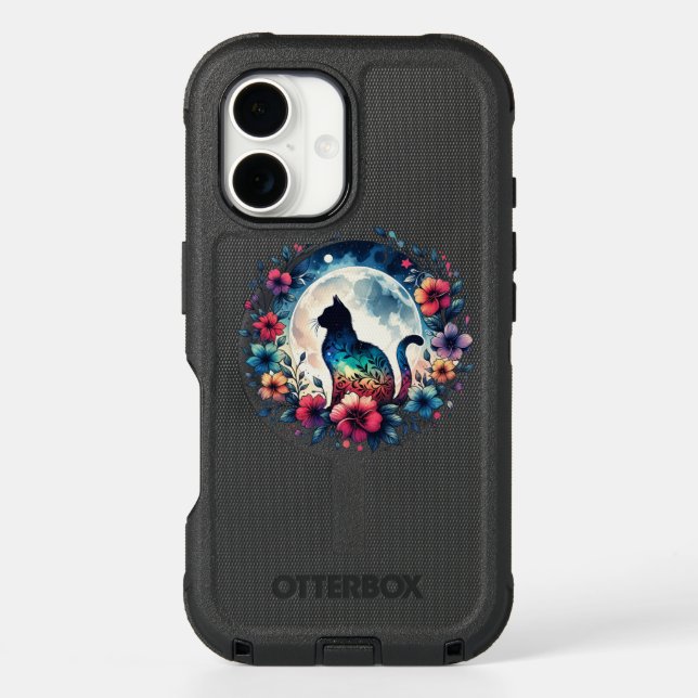 Floral Cat Shadow Phone Case  (Back)