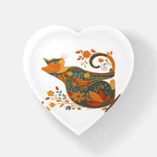 Floral Cat Silhouette � Colorful Vintage Botanical Paperweight