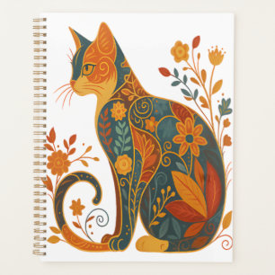 Floral Cat Silhouette � Colorful Vintage Botanical Planner