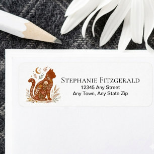 Floral Cat Silhouette Wildflower Nature Lover Gift Label