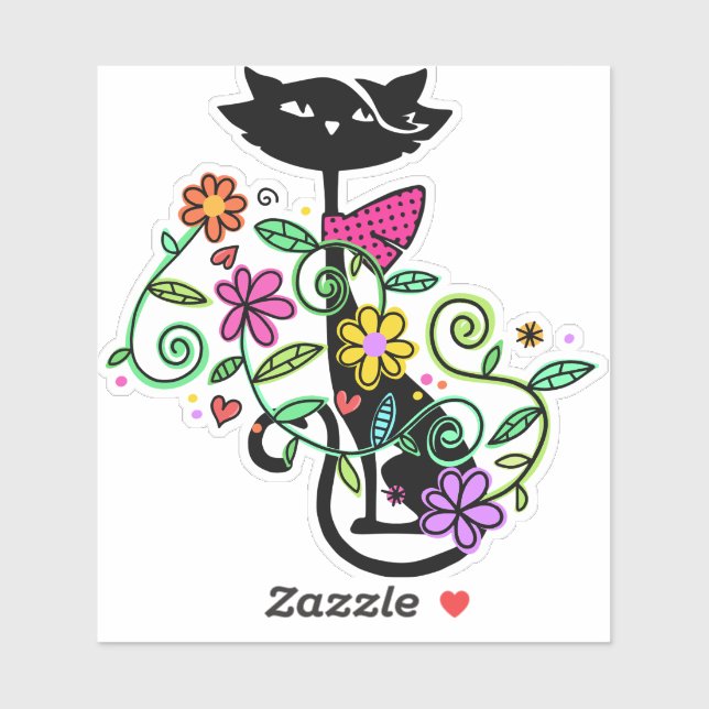 Floral Cat Sticker (Sheet)