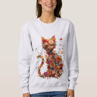 Floral Cat Sweatshirt | Cozy Aesthetic Cat Lover