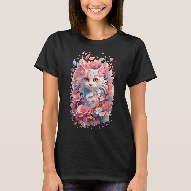 Floral Cat T-Shirt (Front)