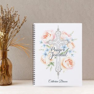 Floral Catholic Cross Script Prayer Journal