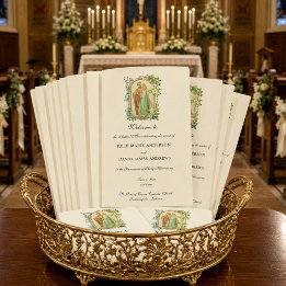 Floral Catholic Latin Mass Wedding Program
