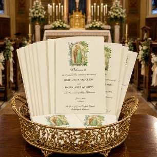 Floral Catholic Latin Mass Wedding Program