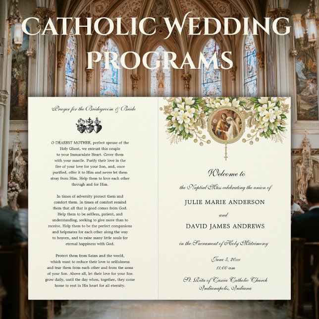 Floral Catholic Wedding Program (Creator Uploaded)
