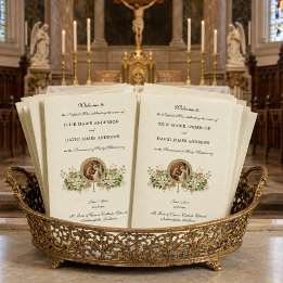 Floral Catholic Wedding Program