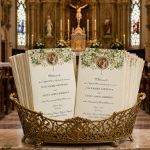 Floral Catholic Wedding Program