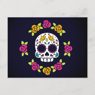 Floral Catrina Skull Dia De Los Muertos Holiday Postcard