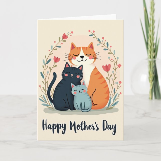 Floral Cats Mothers Day Card (Front)