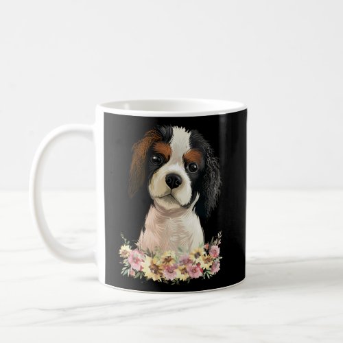 Floral Cavalier King Charles Spaniel Coffee Mug