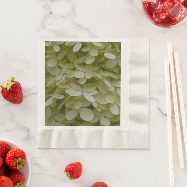 Floral Celadon Green Hydrangea Napkins (Insitu)
