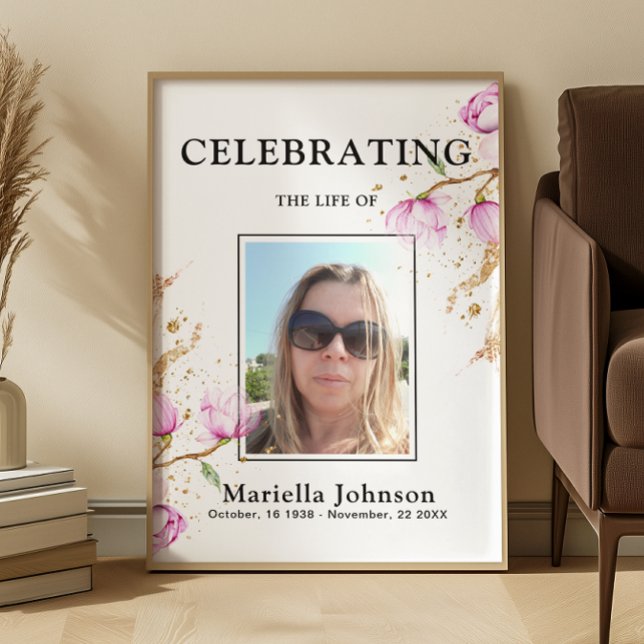 Floral Celebrating the life Funeral  Poster (Creator Uploaded)