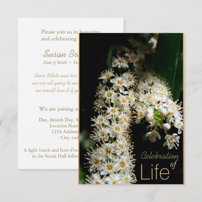 Floral Celebration of Life 3 Invitation (Front/Back)