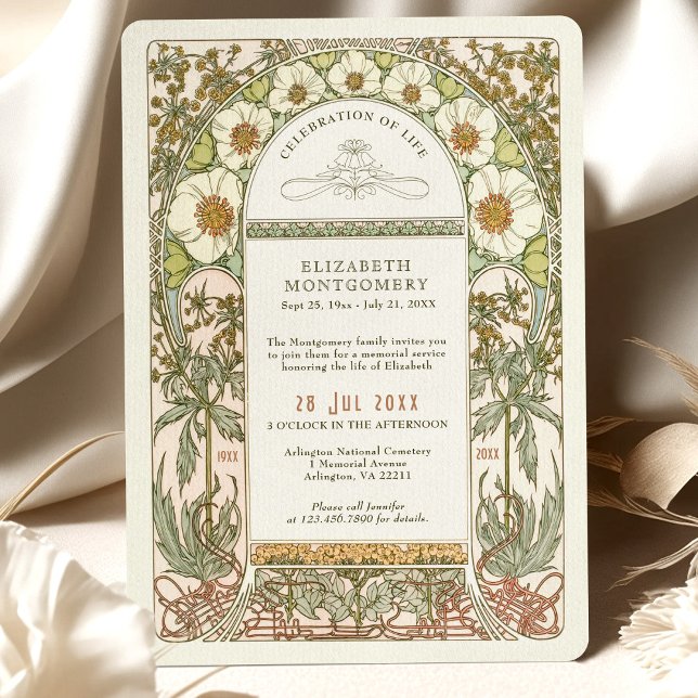 Floral Celebration of Life by Alphonse Mucha Invitation (Creator Uploaded)