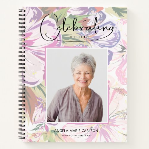 Floral Celebration of Life Funeral Guest Book