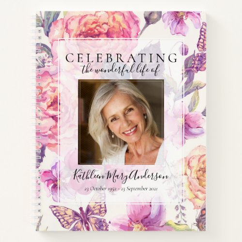 Floral Celebration of Life Funeral Guest Book