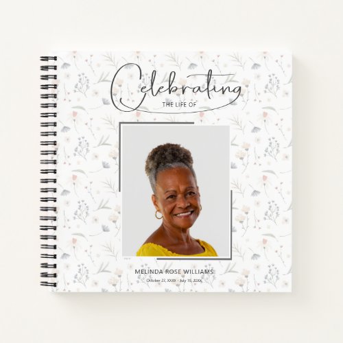 Floral Celebration of Life Funeral Guest Book