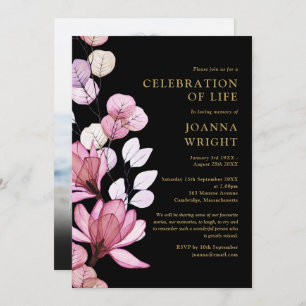 Floral Celebration Of Life Funeral Photo Invitation