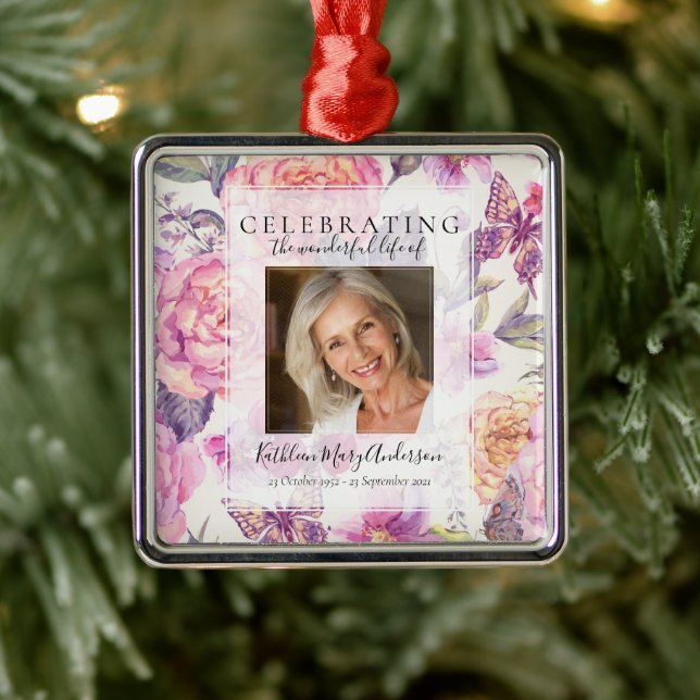 Floral Celebration of Life Memorial Metal Ornament (Tree)