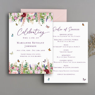Floral Celebration of Life Order of Service Program
