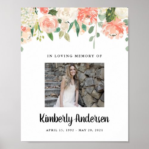 Floral Celebration Of Life Sign Photo Sign