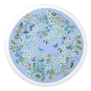 Floral ceramic drawer knob