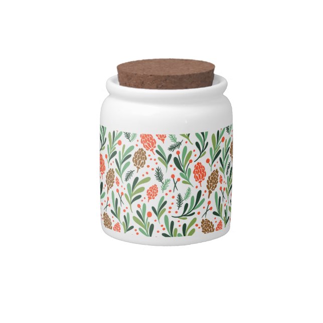Floral Ceramic Storage Jar with Cork Lid (Front)