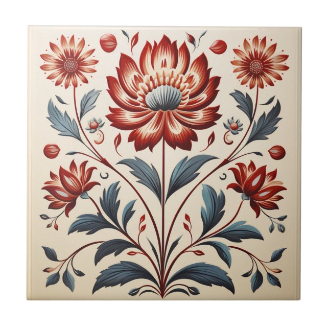 Floral  ceramic tile (Front)