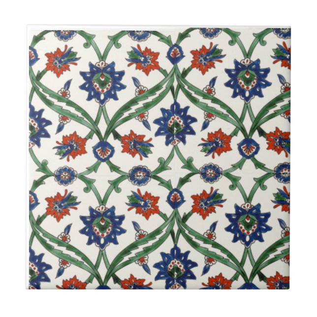 Floral Ceramic Tile, Small (4.25" x 4.25") Ceramic Tile (Front)