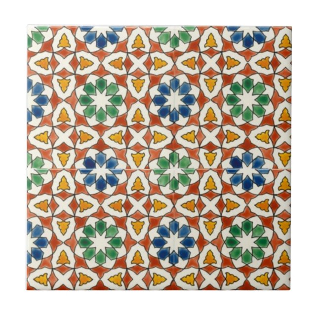 Floral Ceramic Tile, Small (4.25" x 4.25") Ceramic Tile (Front)