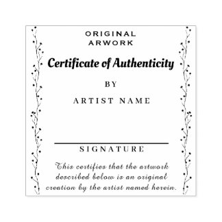 Floral Certificate of Authenticity Rubber Stamp
