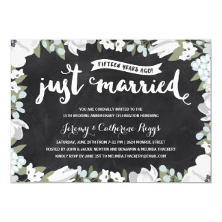 Floral Chalkboard | 15th Wedding Anniversary Card
