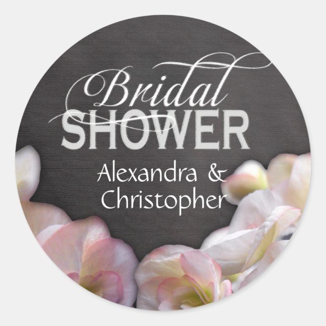 Floral & Chalkboard Bridal Shower Classic Round Sticker (Front)