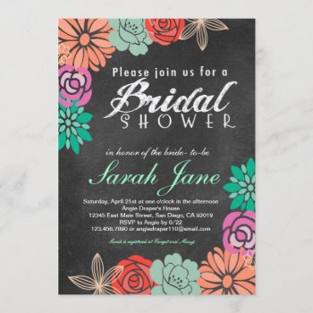 Floral Chalkboard Bridal Shower Invitation by seasidepapercompany at Zazzle