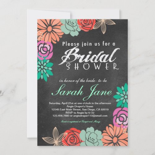 Floral Chalkboard Bridal Shower invitation