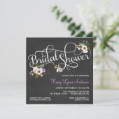 Floral Chalkboard Bridal Shower Invitations (Standing Front)