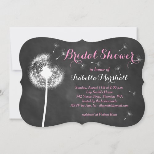 Floral Chalkboard Bridal Shower Invite pink