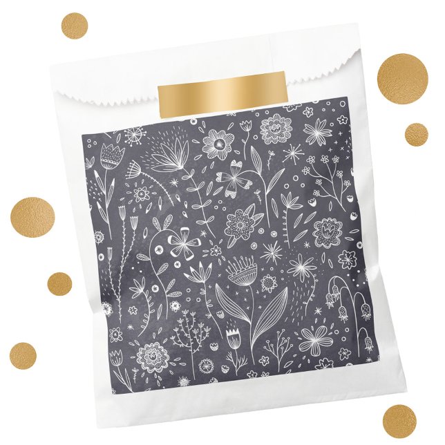 Floral Chalkboard Favor Bag (Chalkboard floral art favor bag)