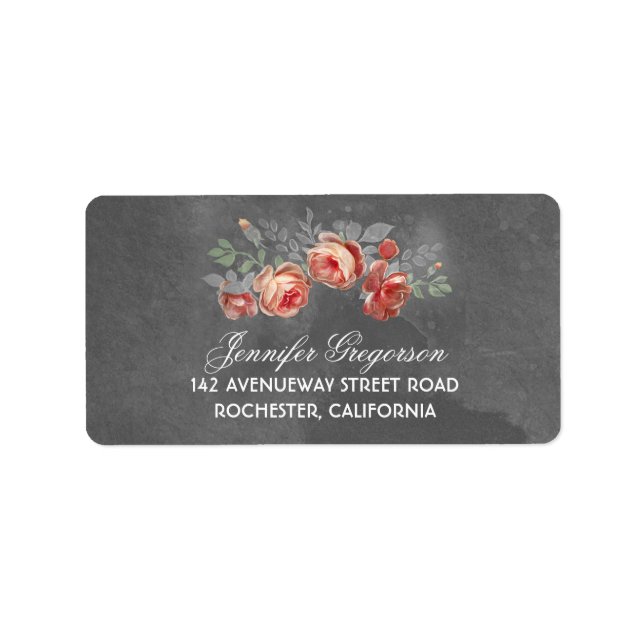 Floral Chalkboard Rustic Wedding Label (Front)