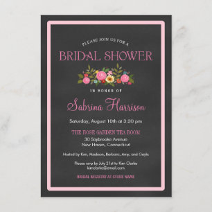 Floral Chalkboard Style Bridal Shower Invitations