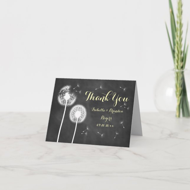 Floral Chalkboard Thank You Card (yellow) (Front)