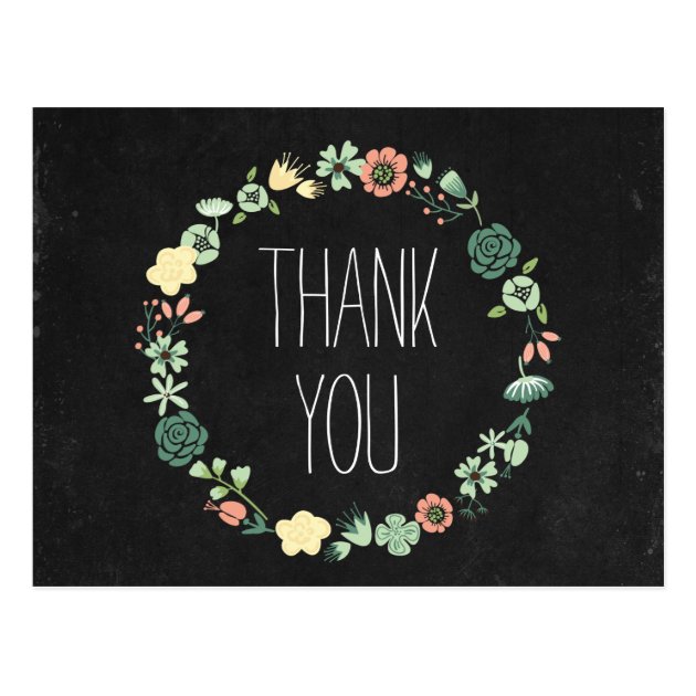 Floral Chalkboard Thank You Postcard