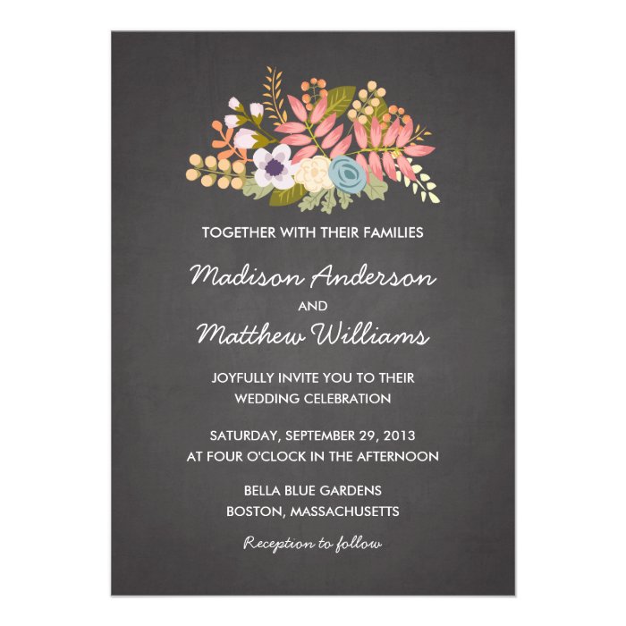 FLORAL CHALKBOARD  WEDDING INVITATION