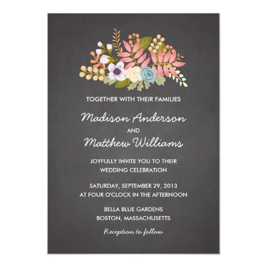 Floral Chalkboard Wedding Invitation 8529