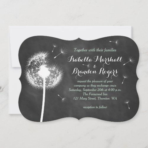 Floral Chalkboard Wedding Invitation (mint)