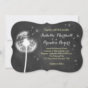 Floral Chalkboard Wedding Invitation (yellow)